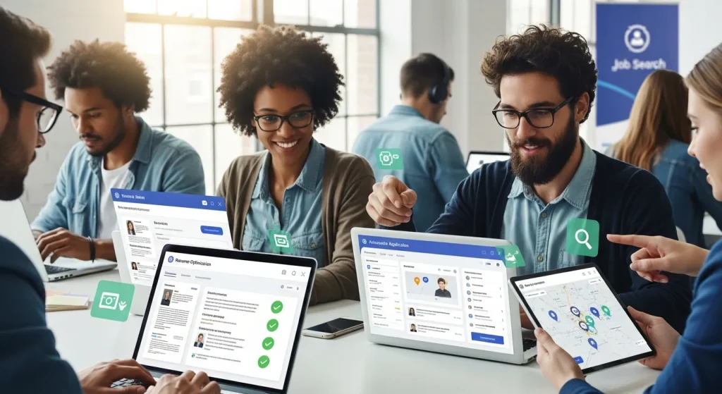 AI job search tools helping candidates find jobs with resume optimization and automated applications