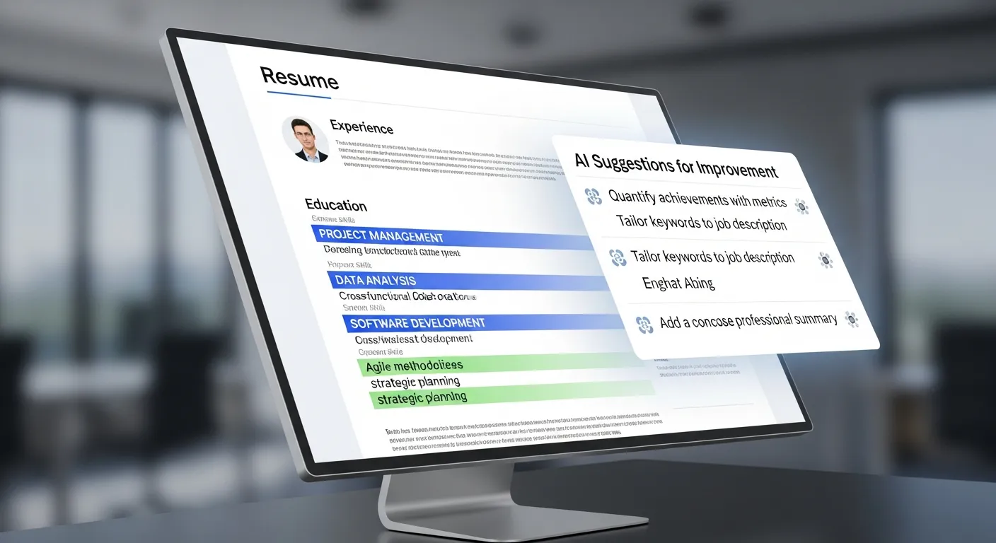 Person using laptop with AI-powered job search interface showing personalized job recommendations and analytics dashboard.