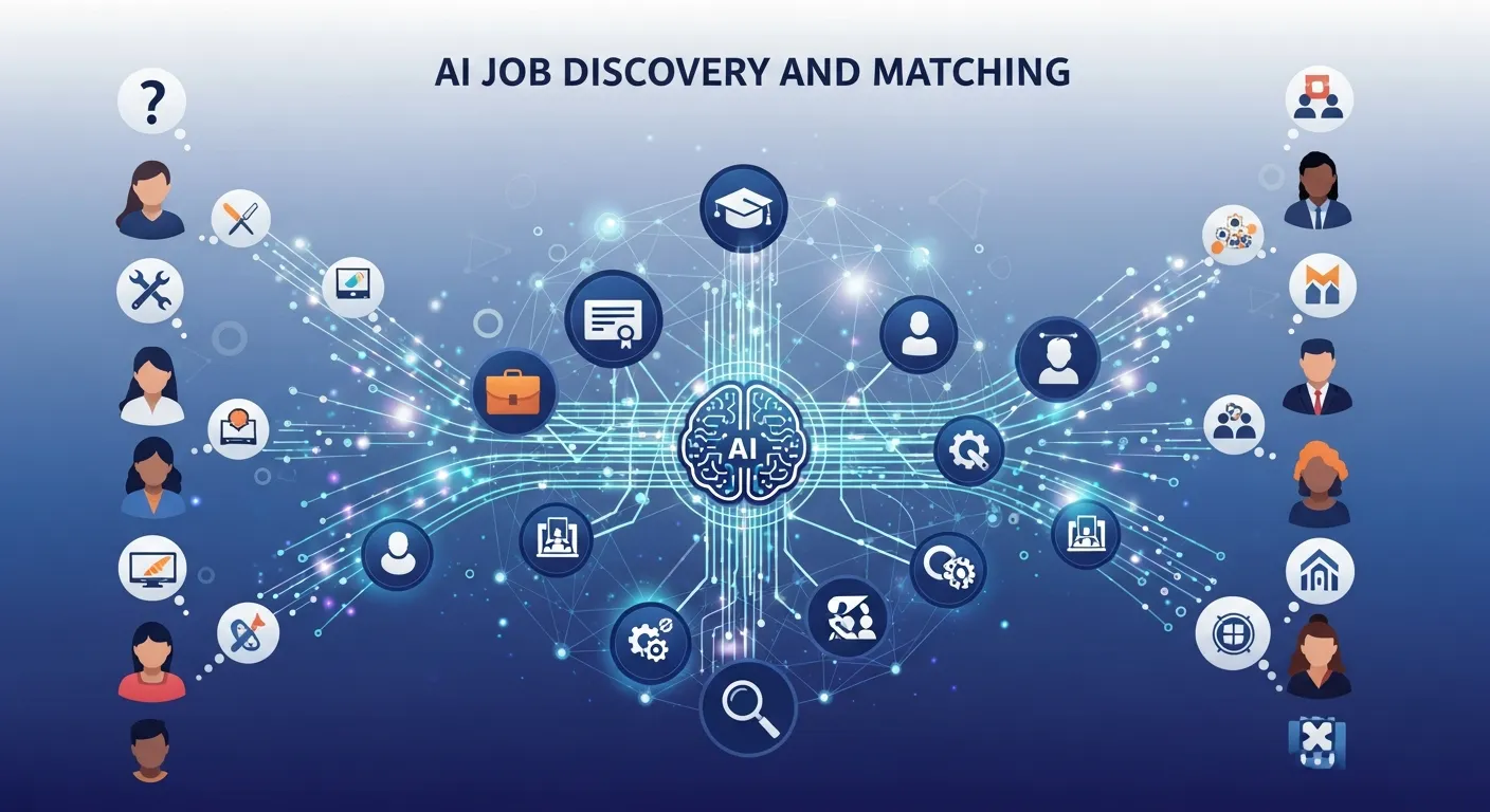 Digital dashboard showing AI-generated job recommendations and career matches based on user profile