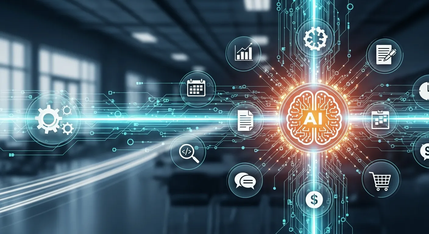 AI tools automating repetitive tasks across business applications to improve workflow efficiency and reduce manual work.