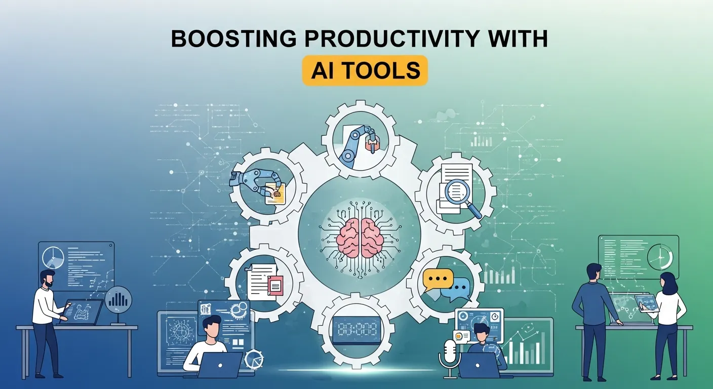 Professional using AI software on a laptop to automate tasks and improve workflow efficiency in a modern workspace