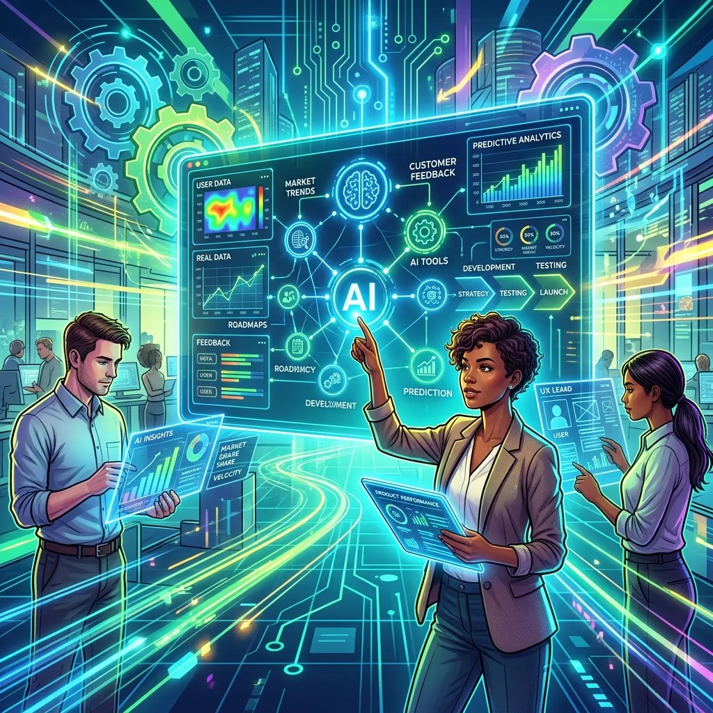 Digital product roadmap with AI-generated insights, sprint timelines, and feature prioritization for software development teams.
