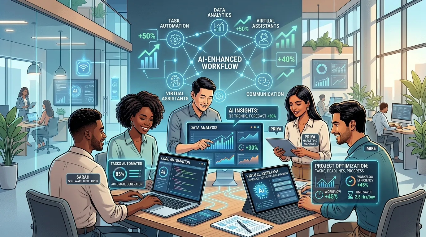 General AI productivity tools help automate repetitive work, improve organization, and speed up job searching. From writing assistance to workflow automation and AI job matching, these tools save time, boost productivity, and help professionals work smarter every day.